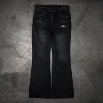 Studded Twisted Flare Jeans