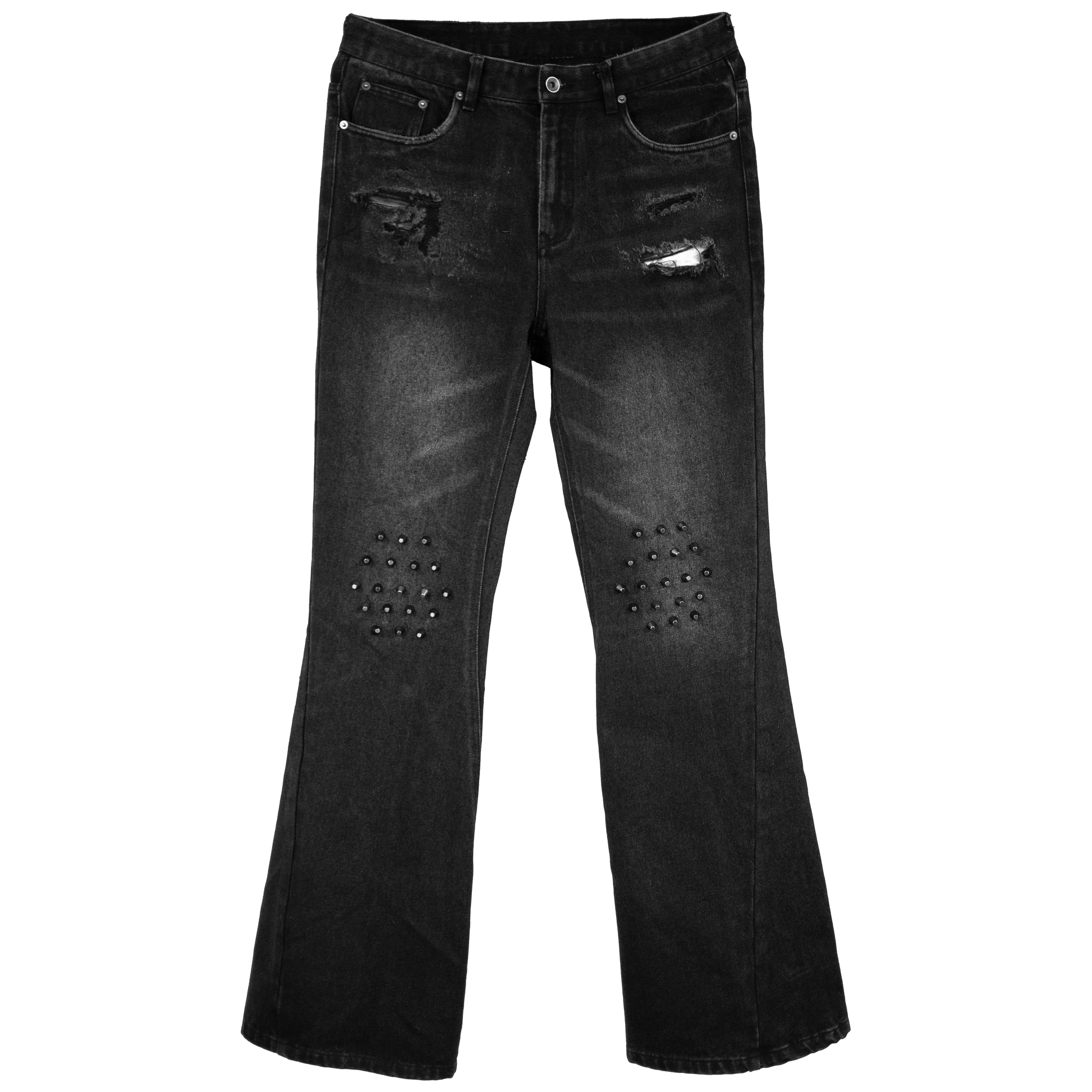 Studded Twisted Flare Jeans